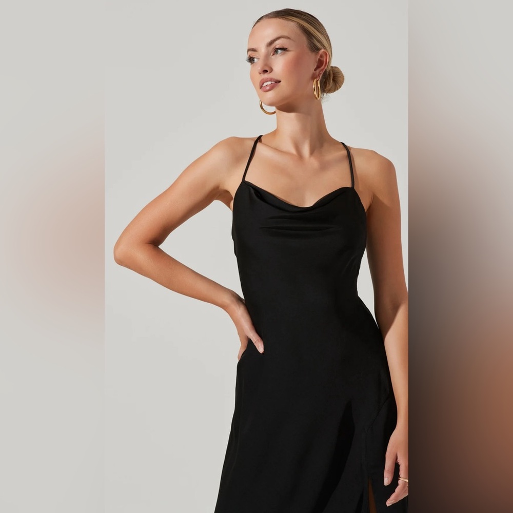ASTR Black Backless Midi Slip Dress - Picture 3 of 7